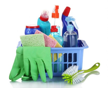 Deep upholstery cleaning equipment on a fabric sofa